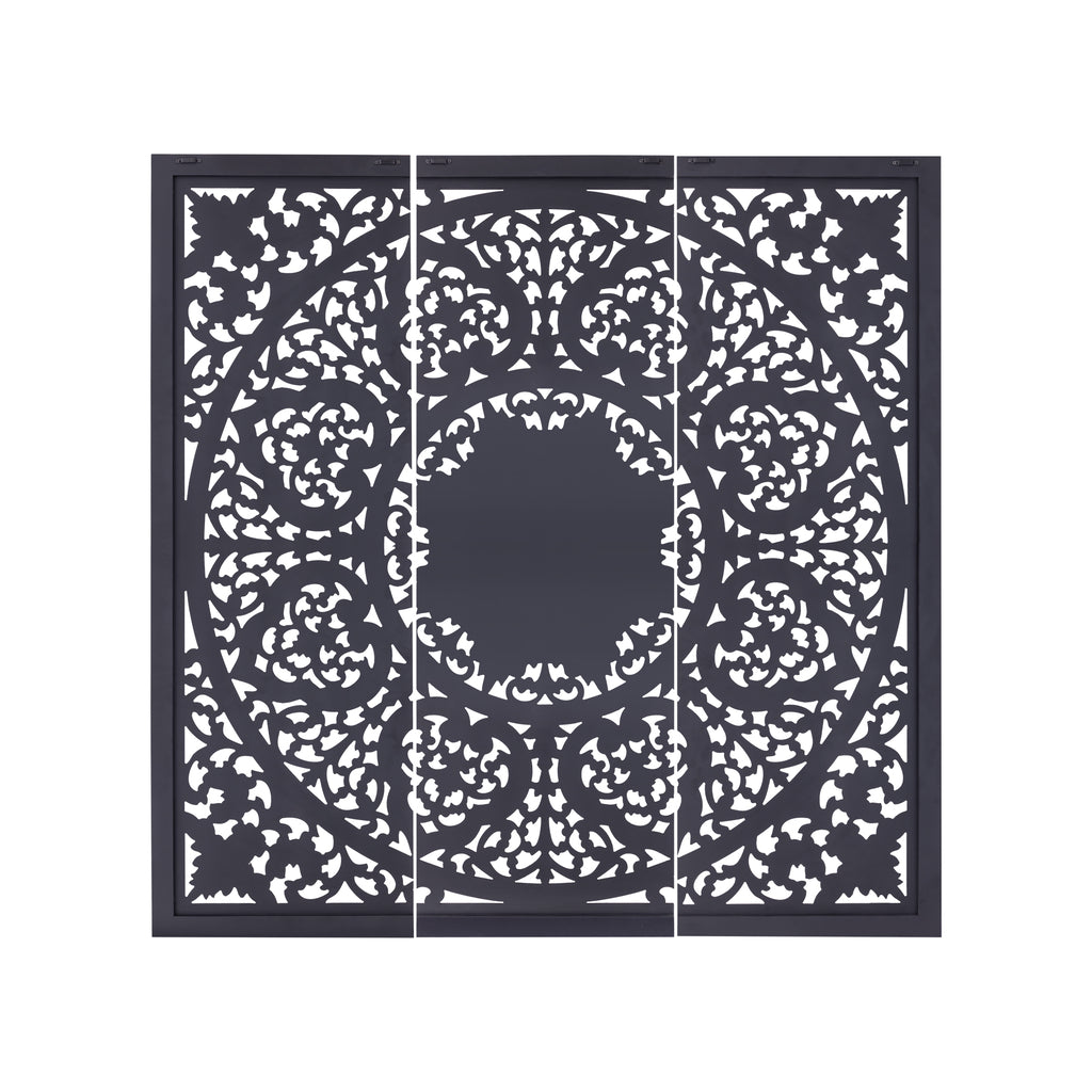 Sina Black mango wood wallpanel square carved L