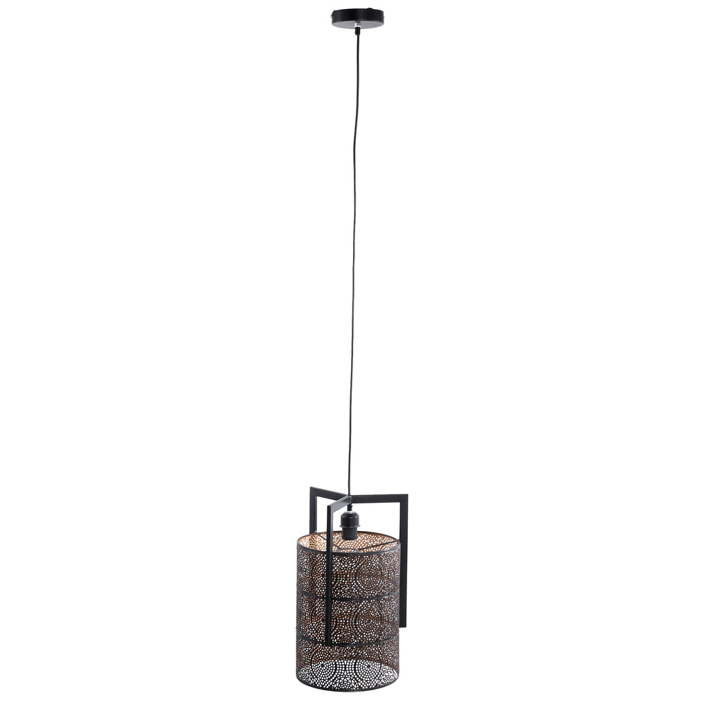 Sten Black iron hanging lamp see through shade rnd