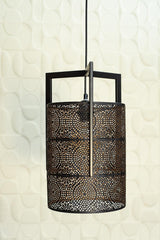 Sten Black iron hanging lamp see through shade rnd