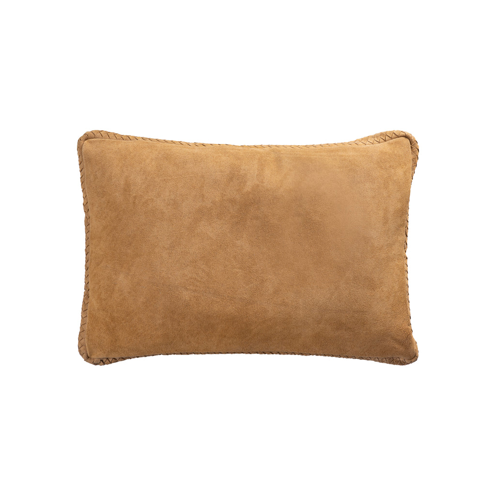 Suky Camel suede leather cushion rectangle