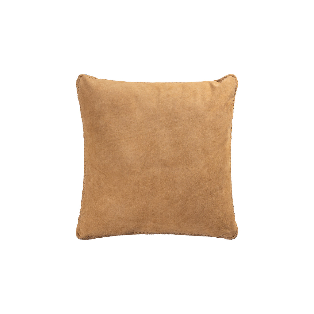 Suky Camel suede leather cushion square L