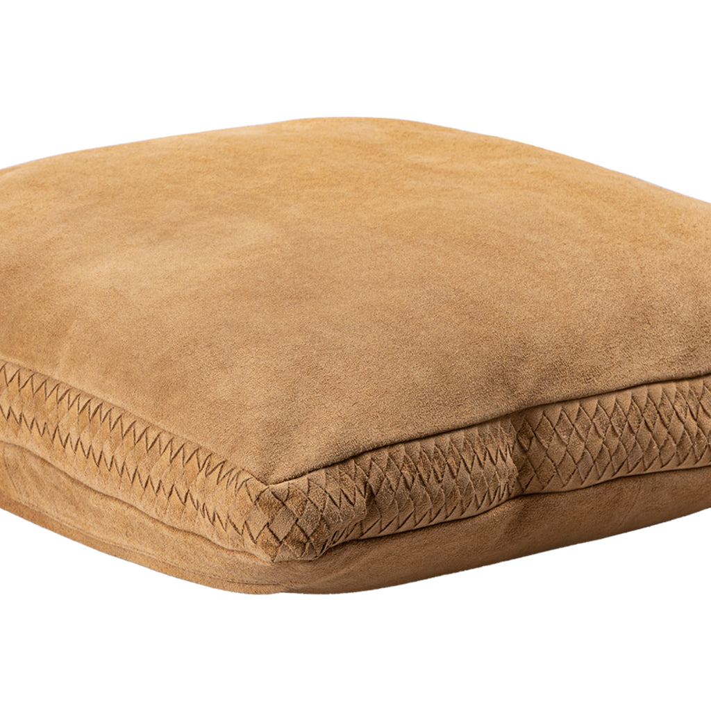 Suky Camel suede leather cushion square L