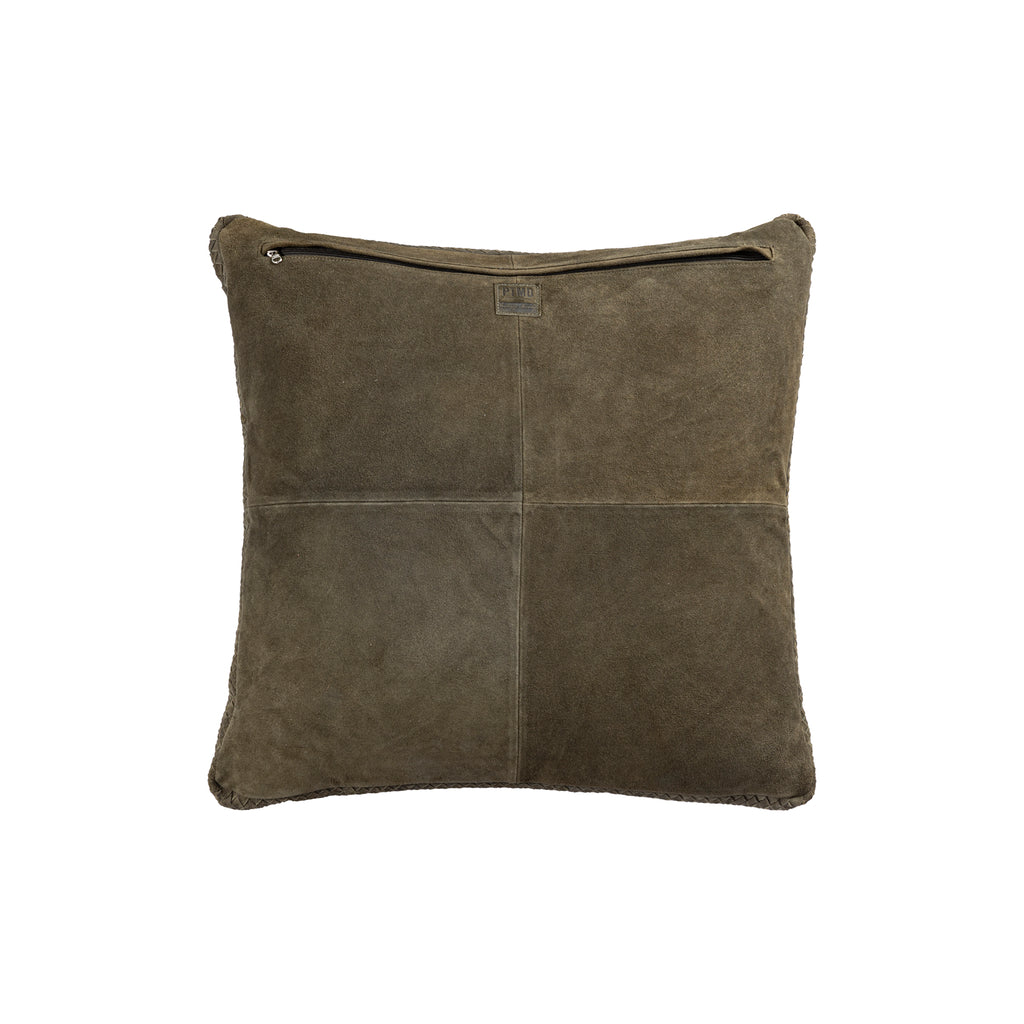 Suky Green suede leather cushion square L