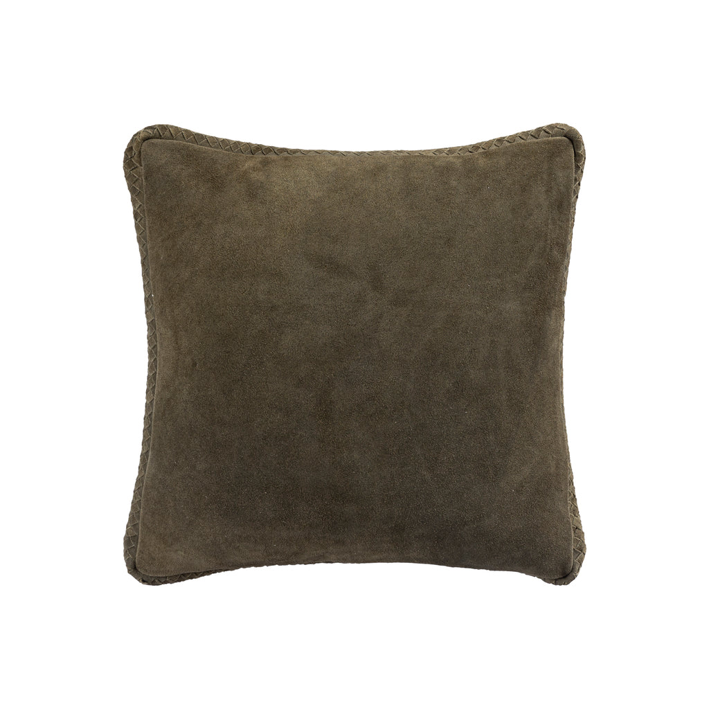 Suky Green suede leather cushion square S