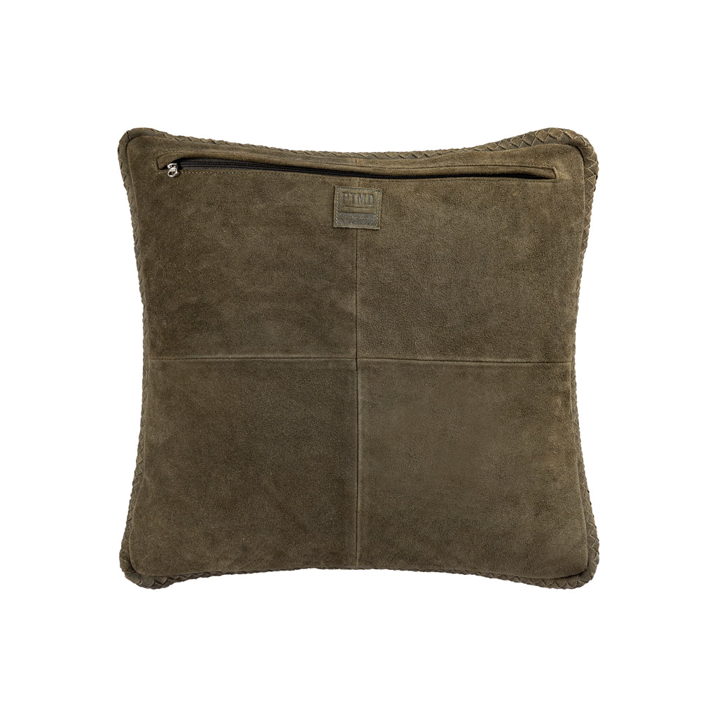 Suky Green suede leather cushion square S