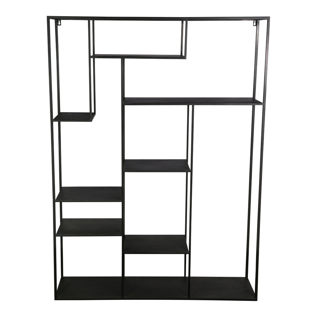 Thijn black metal shelf different boxes