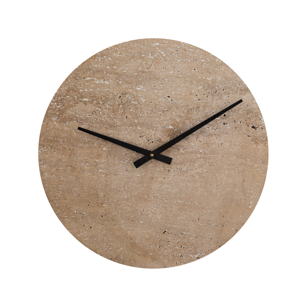 Tomika Natural travertine wall clock round L