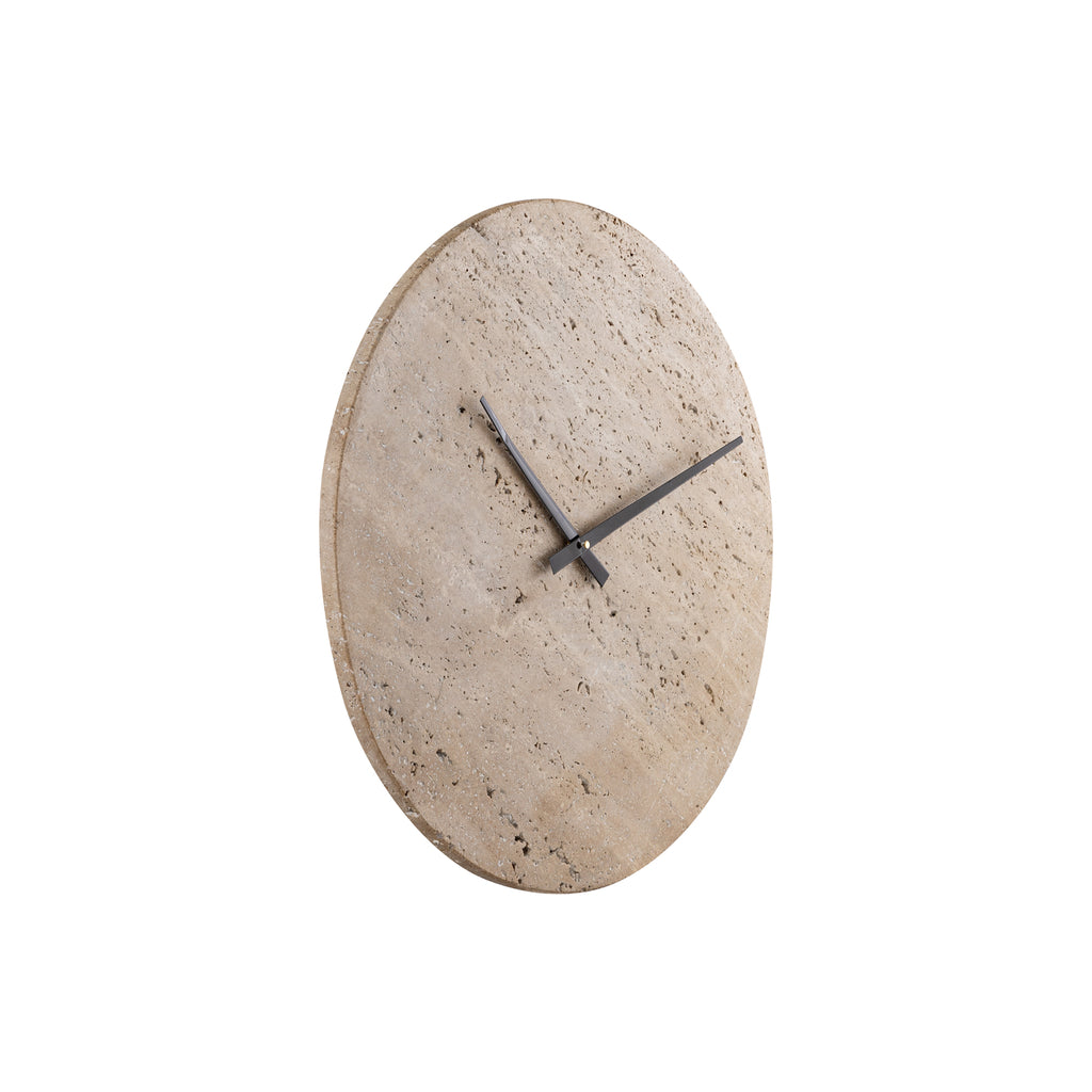 Tomika Natural travertine wall clock round S