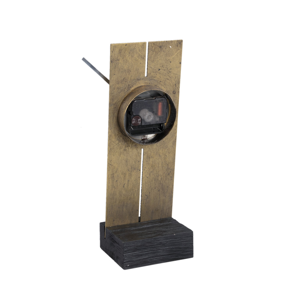 Tunes Gold metal table clock black stand rectangle