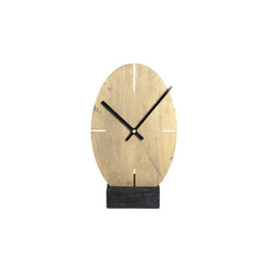 Tunes Gold metal table clock in black stand oval