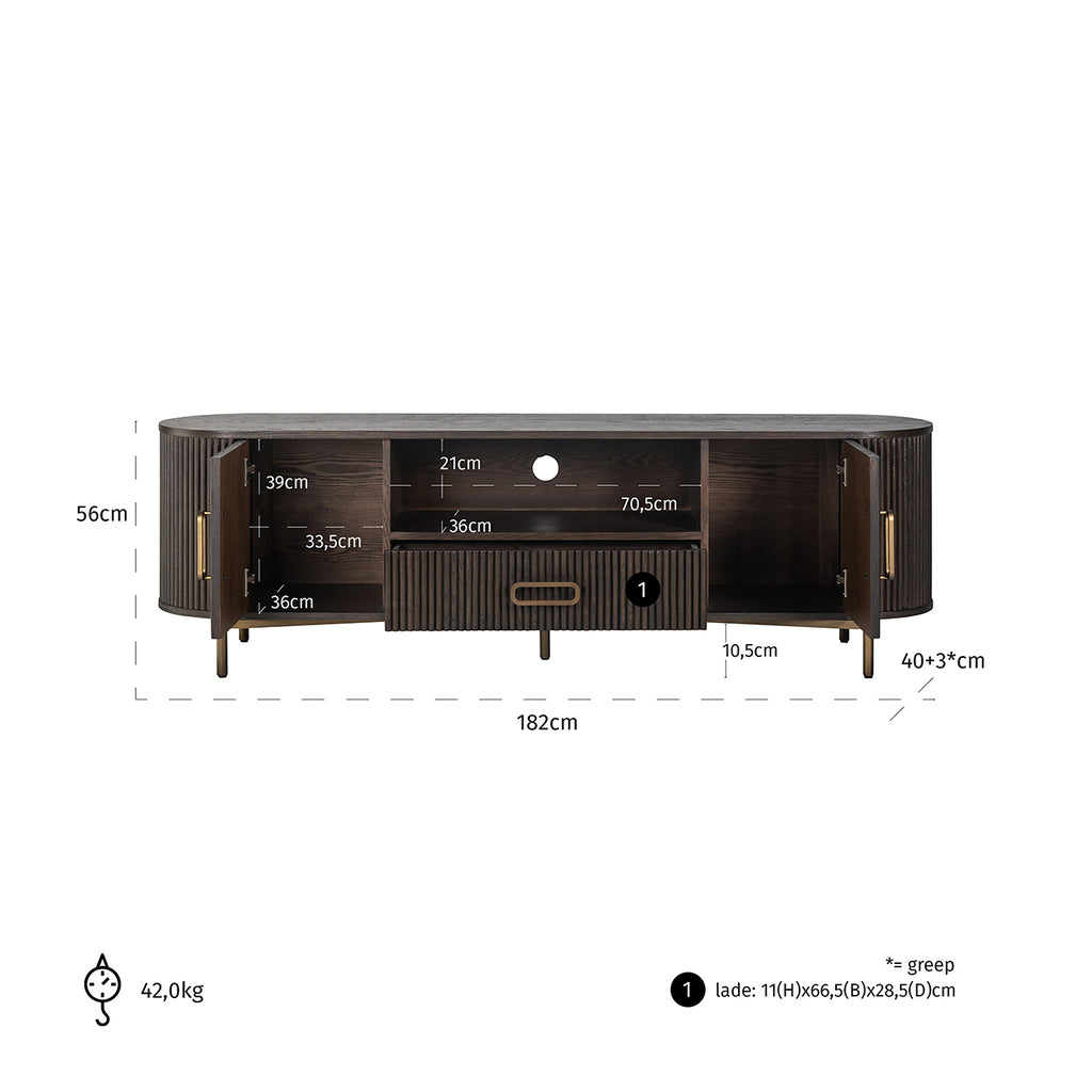 TV-dressoir Luxor 2-deuren 1-lade (Brown)