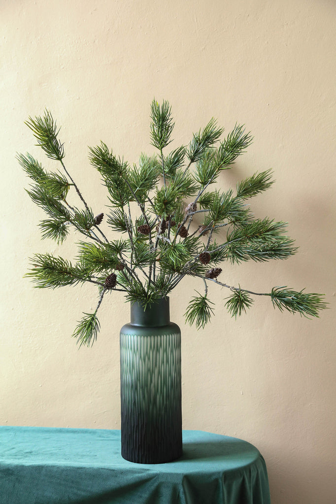 Twig Plant green pine spray with pinecones