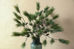 Twig Plant green pine spray with pinecones