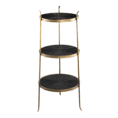 Tylo Black metal sidetable mutiple wooden shelves