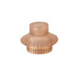 Tyve Light Brown glass candleholder low round