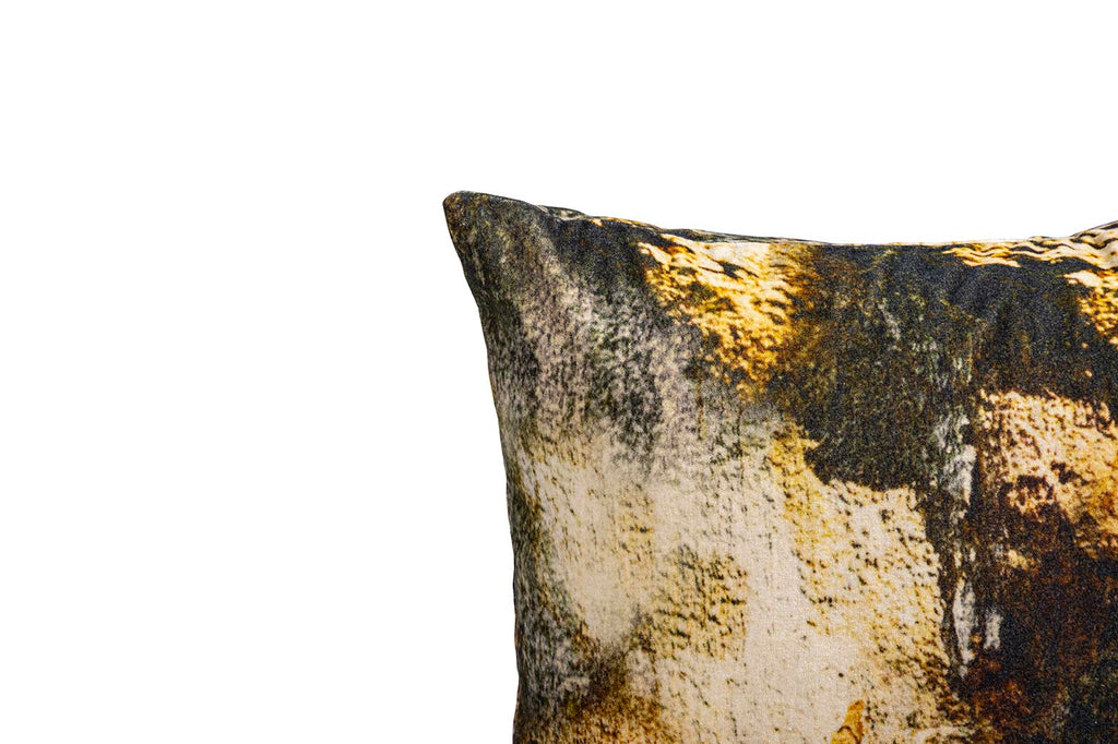 Vexx Brown cotton velvet cushion bark print L