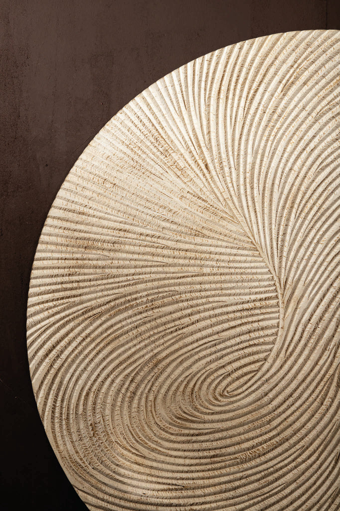 Wiktor White MDF round wallpanel swirl carved M