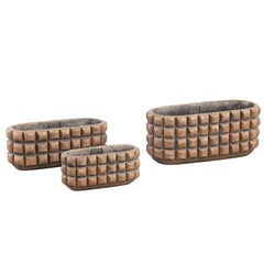 Wiliam Brown cement oval pot blocks gold finish S