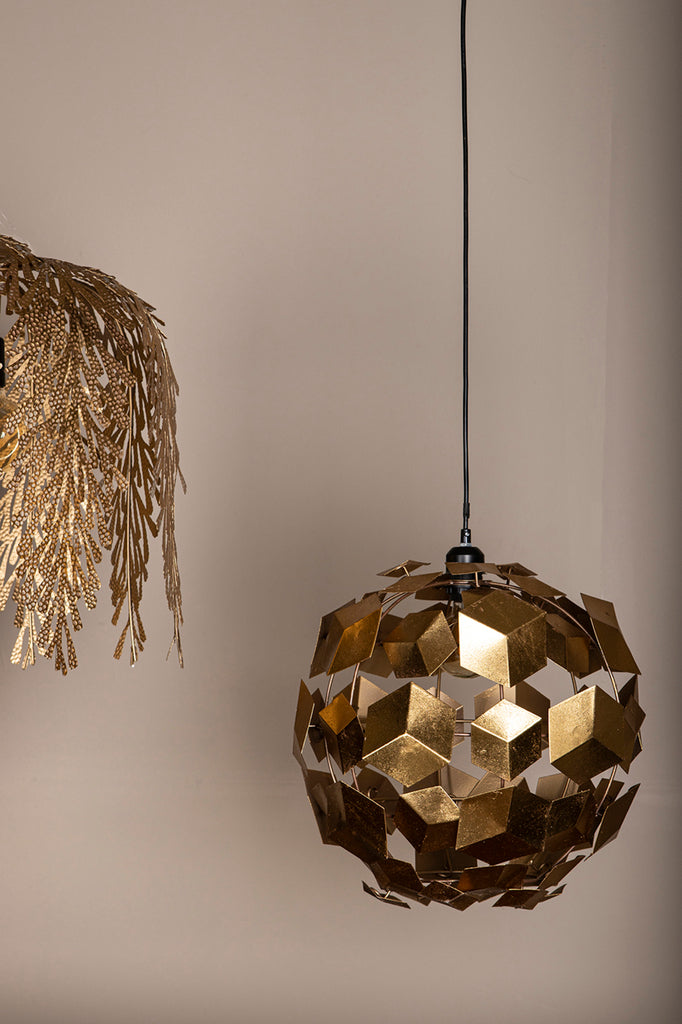 Wudy Gold iron hanging lamp 3D cubes round