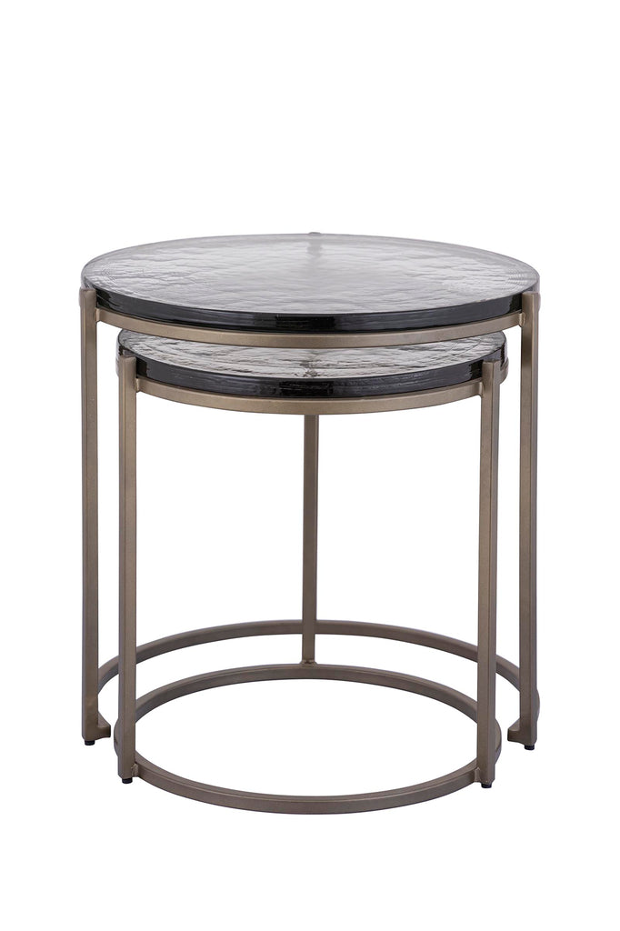 Youke Brass iron sidetable smoky glass round SV2