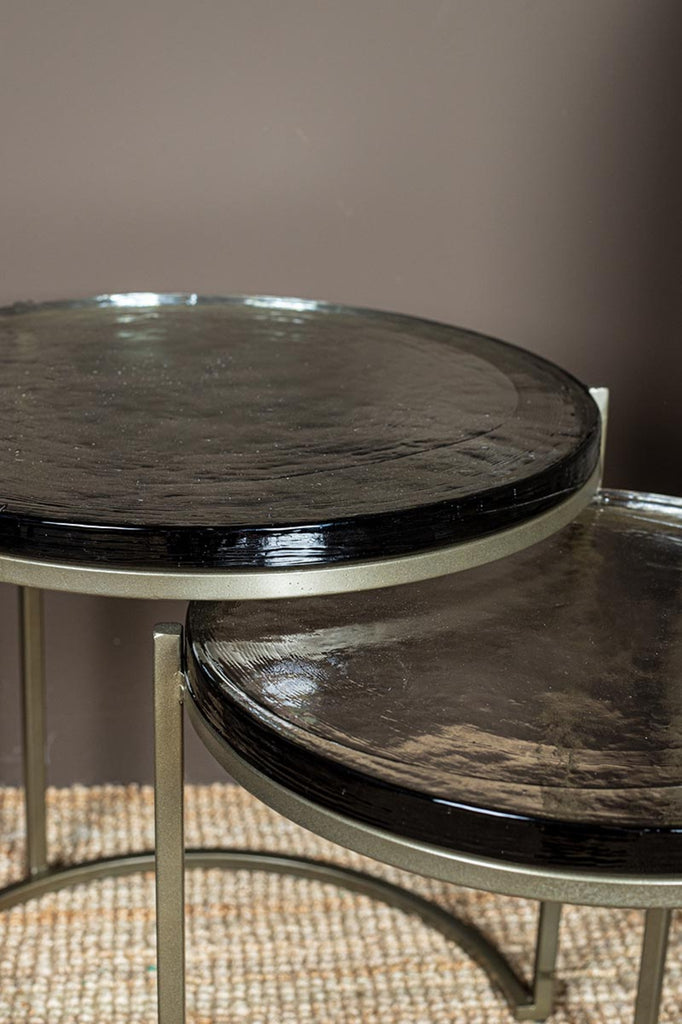 Youke Brass iron sidetable smoky glass round SV2