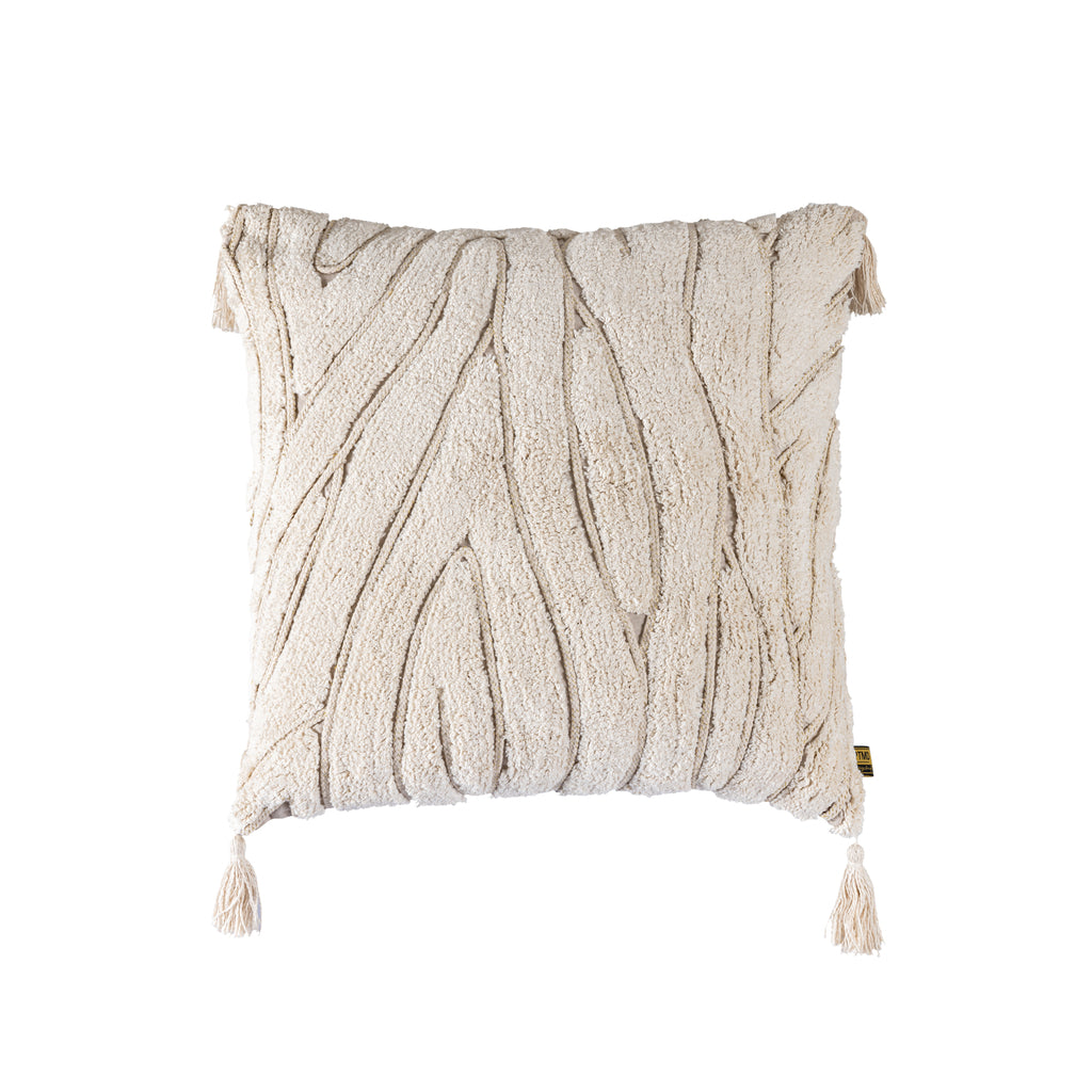 Zalie Natural cotton cushion zebra corner fringes