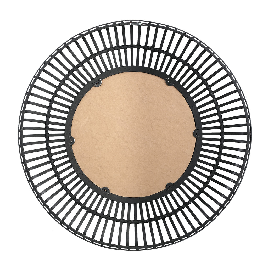 Zandor Black bamboo mirror round big