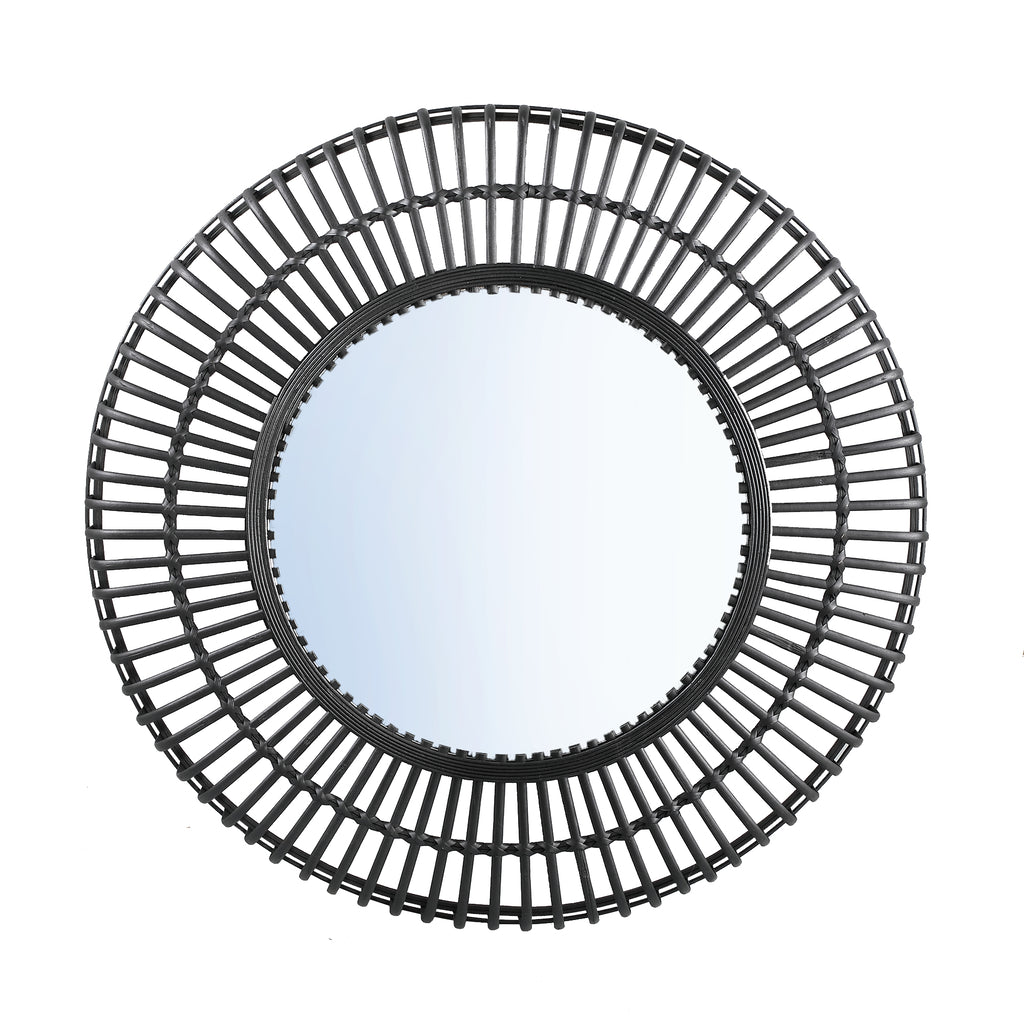 Zandor Black bamboo mirror round big