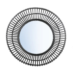 Zandor Black bamboo mirror round big