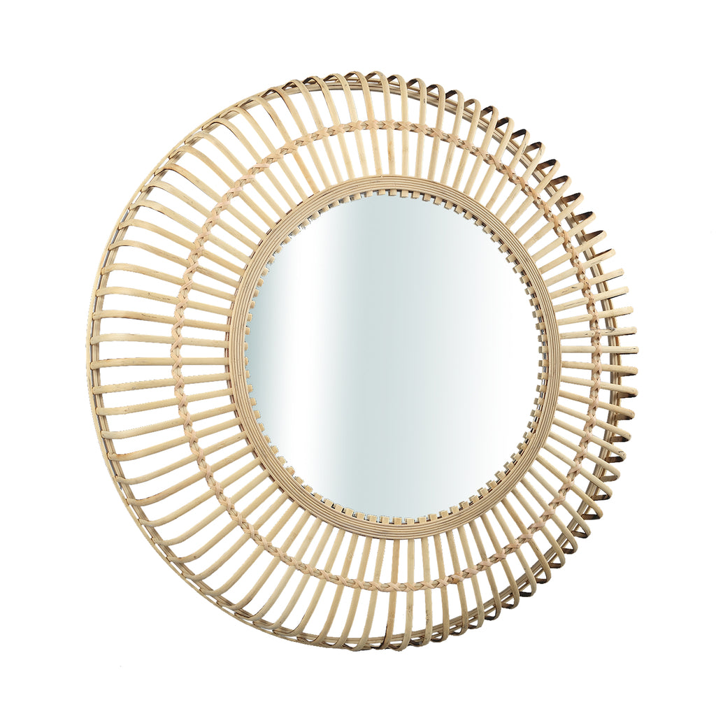 Zandor Natural bamboo mirror round big