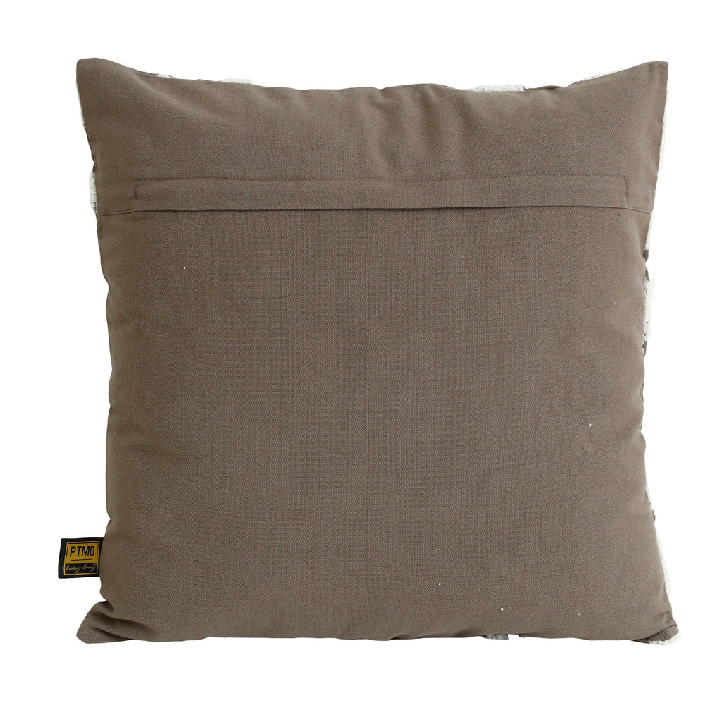 Zaraa Taupe cotton cushion weavy pattern square L