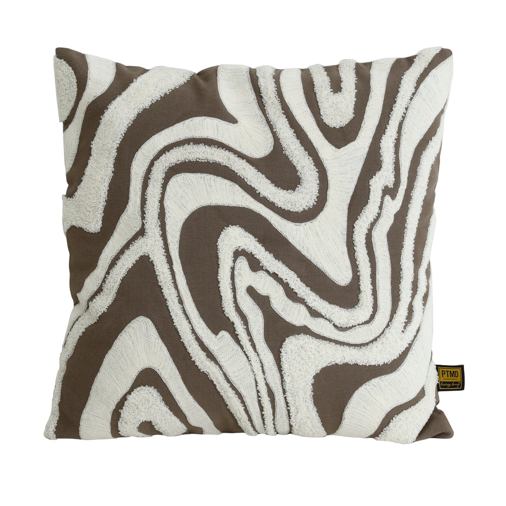 Zaraa Taupe cotton cushion weavy pattern square S