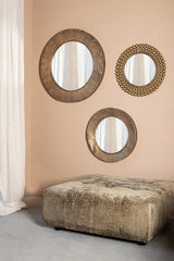 Zenno Gold metal wall mirror dotted border round