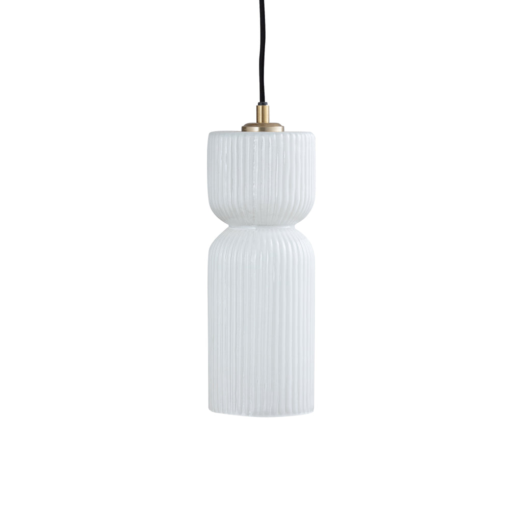 Zhen White embossed rib glass hanging lamp L