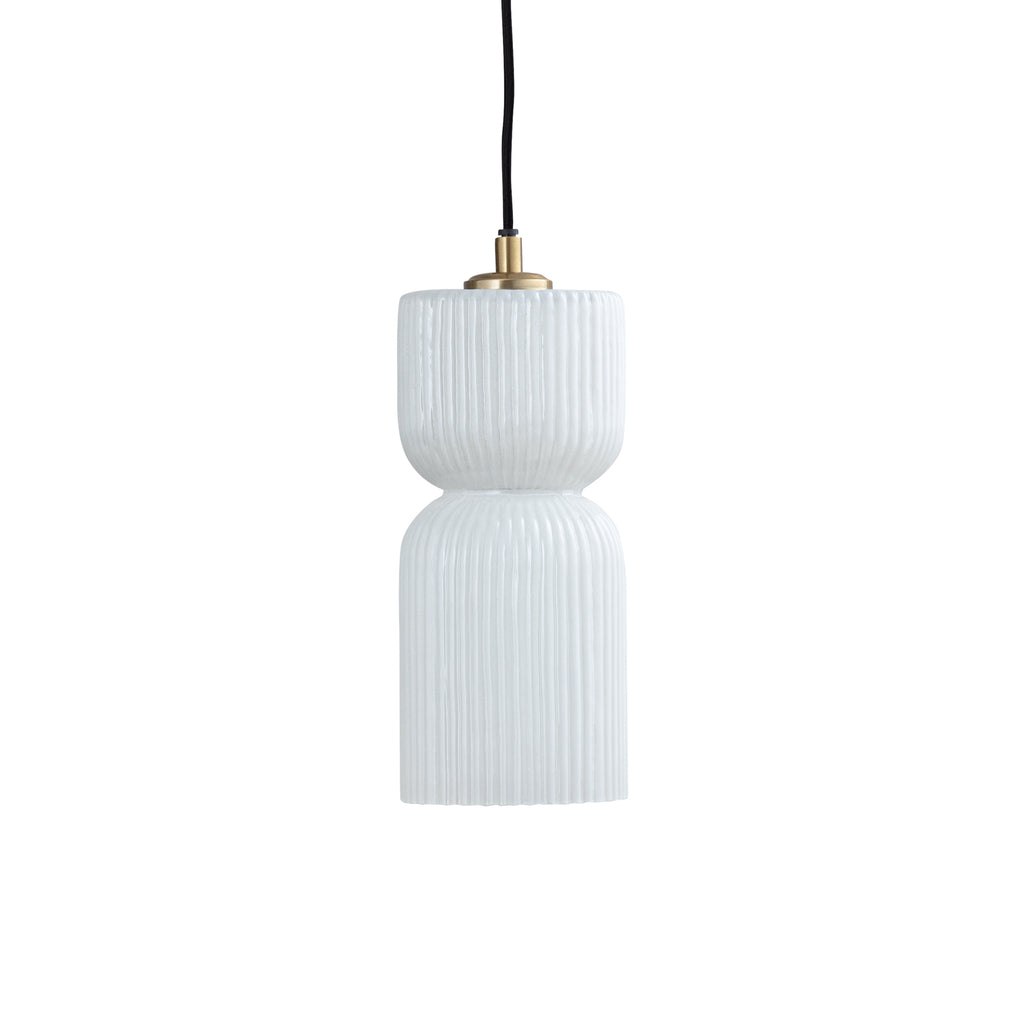 Zhen White embossed rib glass hanging lamp M