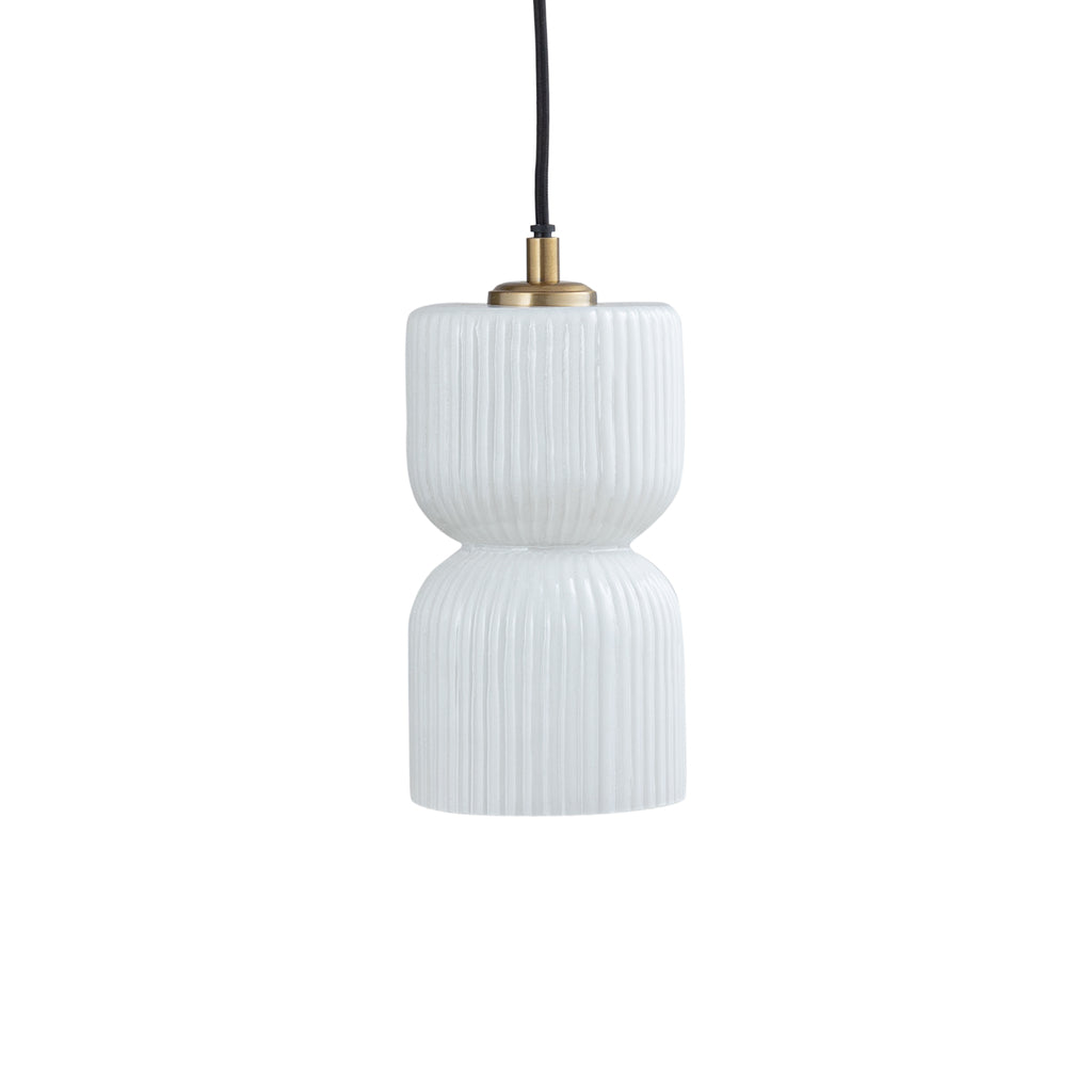 Zhen White embossed rib glass hanging lamp S