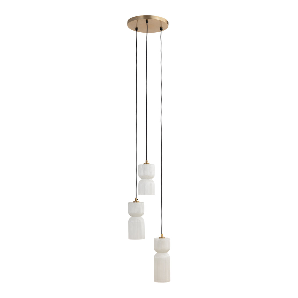 Zhen White embossed rib glass multi hanging lamp