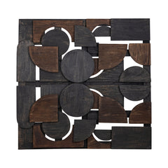 Zidan Brown mango wood wall panel geo square L