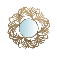 Zolas Gold metal wall mirror flower frame round